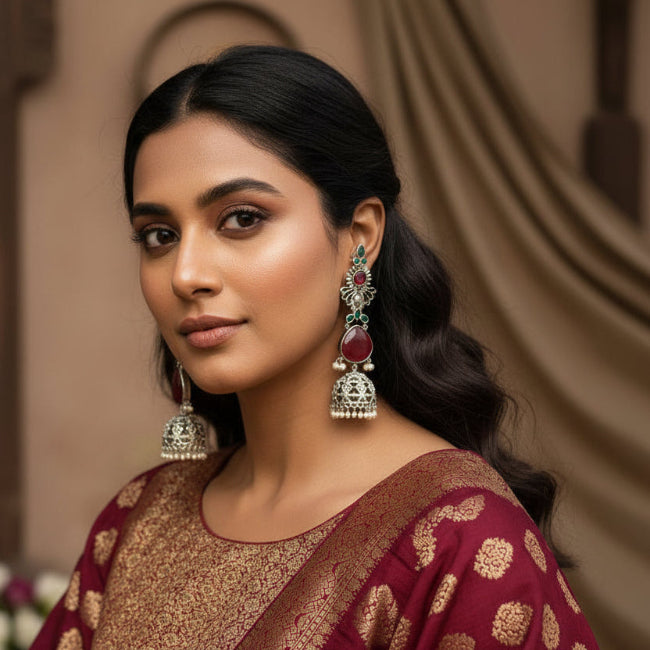 Mehreen Red-Green Jhumkas