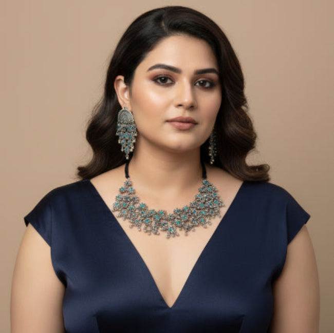 Neelara Floral Silver Set