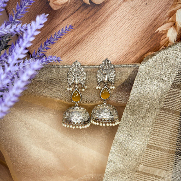 Mayurpankh Jhumkas-Yellow