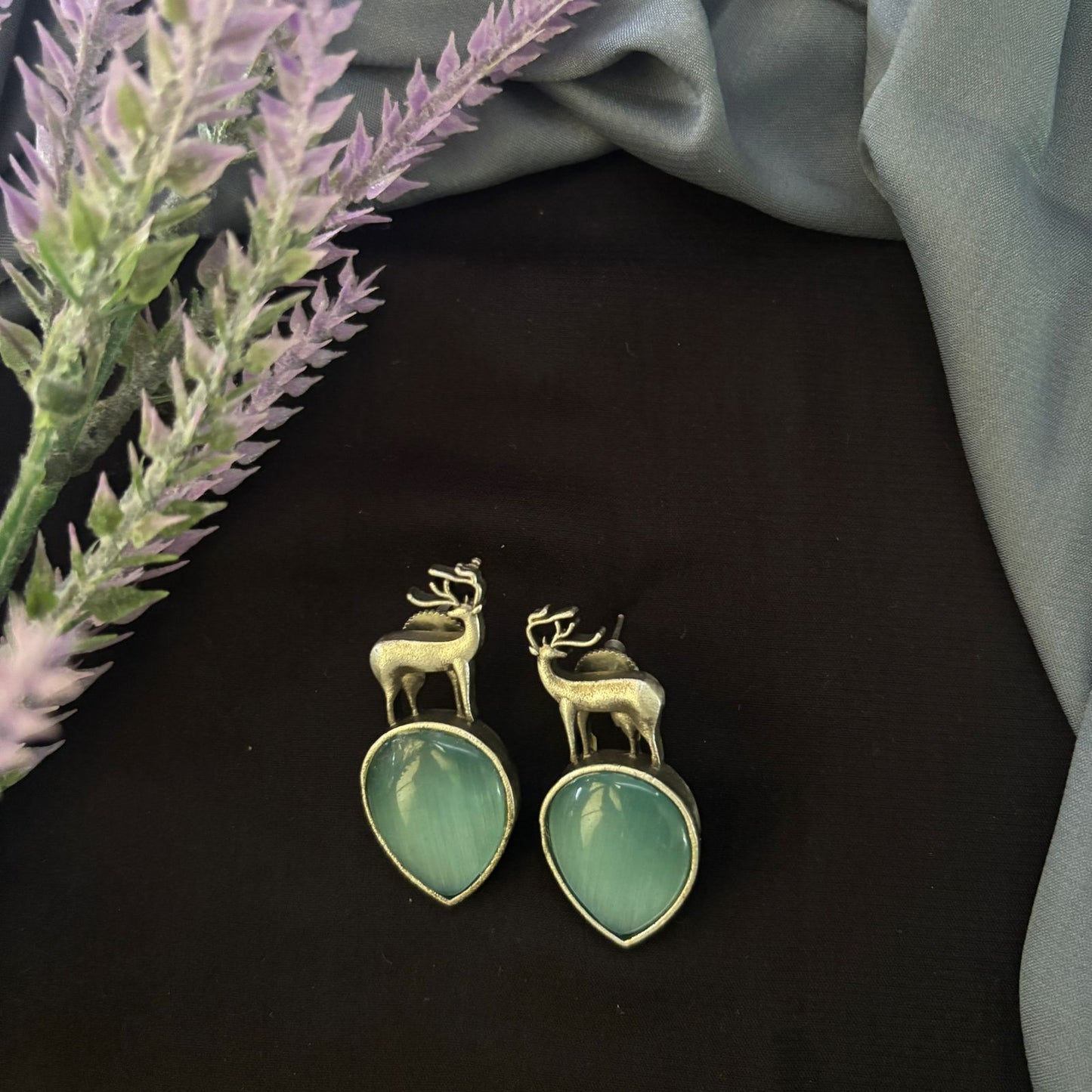 Forest Whisper Deer Danglers-Mint