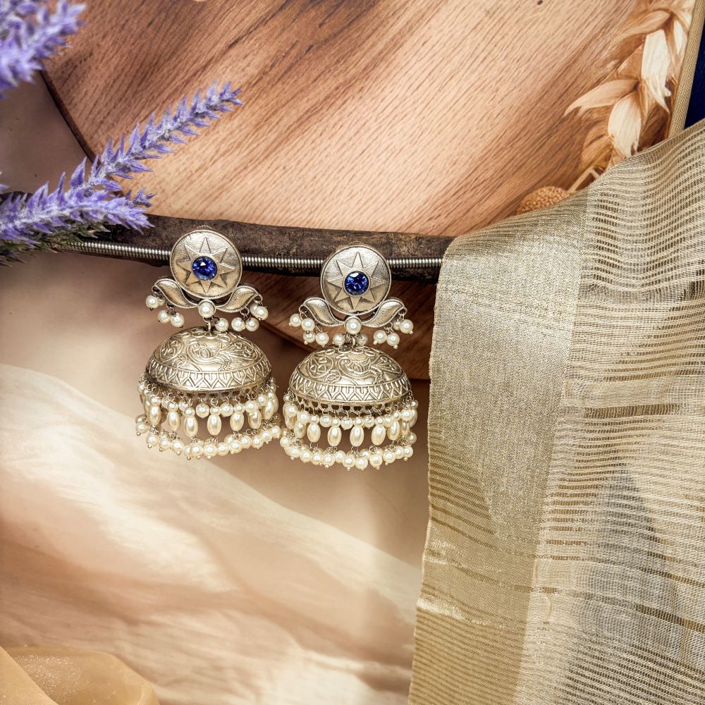Blue Mukta Jhumkas