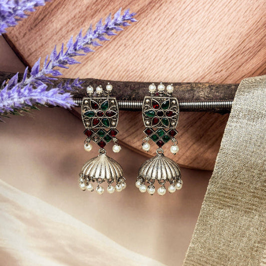 Samaira Jhumkas-Red-Green