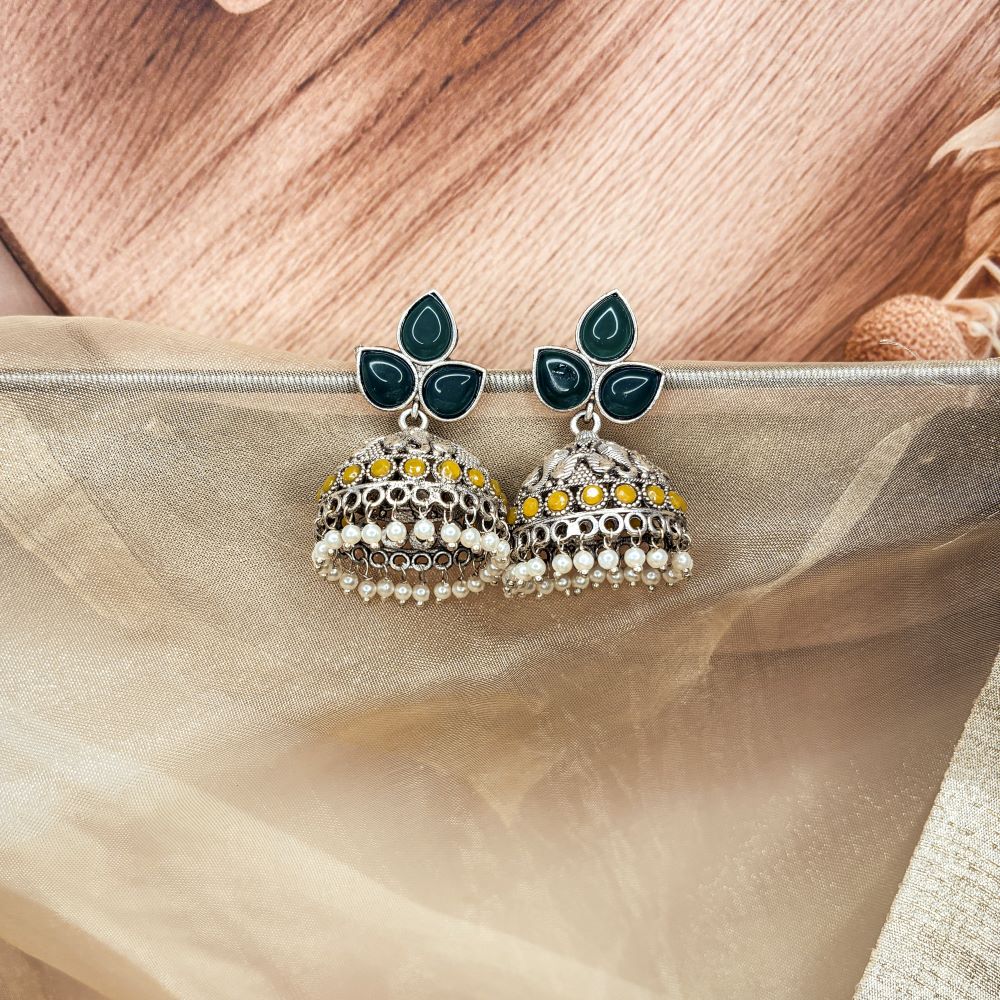 Tanushree Jhumkas -Yellow green