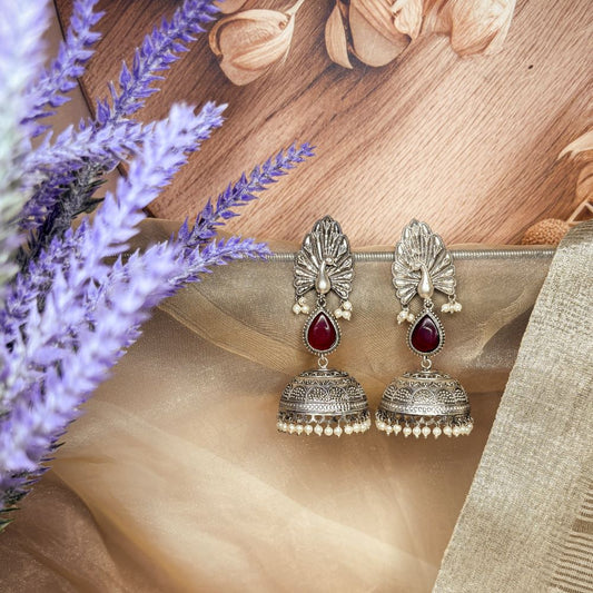 Mayurpankh Jhumkas- Red