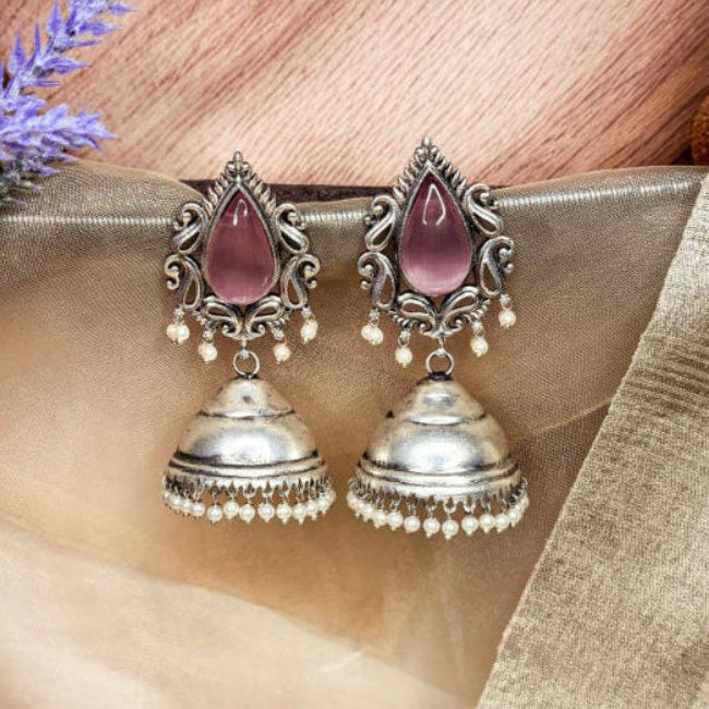 Ruhani Pink Drop Jhumkas