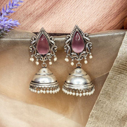 Ruhani Pink Drop Jhumkas