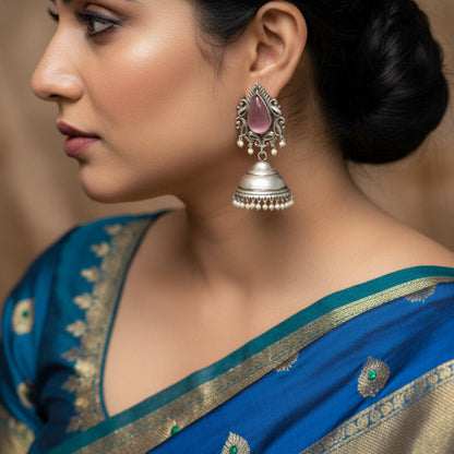 Ruhani Pink Drop Jhumkas