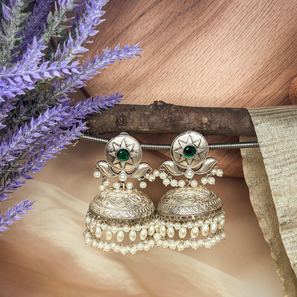 Green Mukta Jhumkas