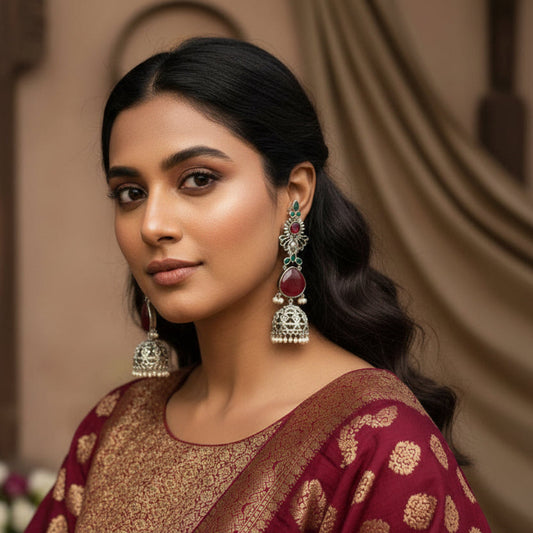 Mehreen Red-Green Jhumkas