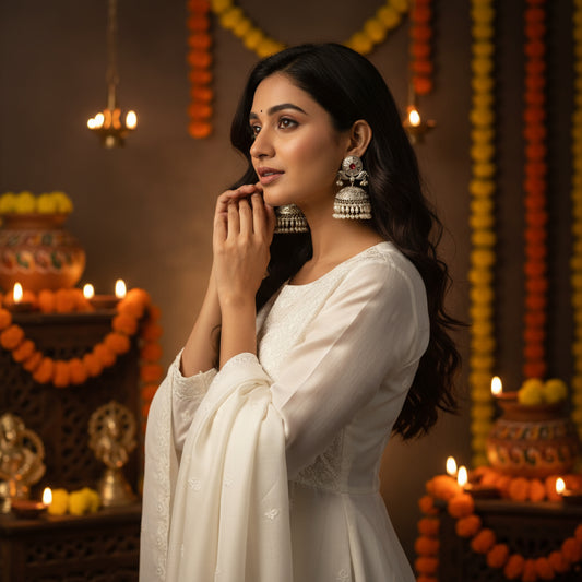 Red Mukta Jhumkas