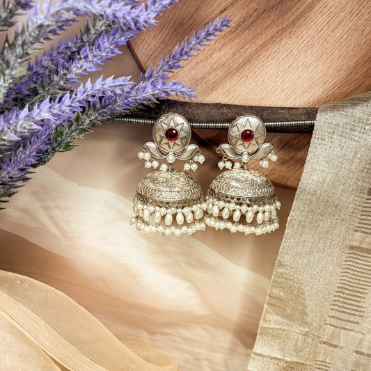 Red Mukta Jhumkas