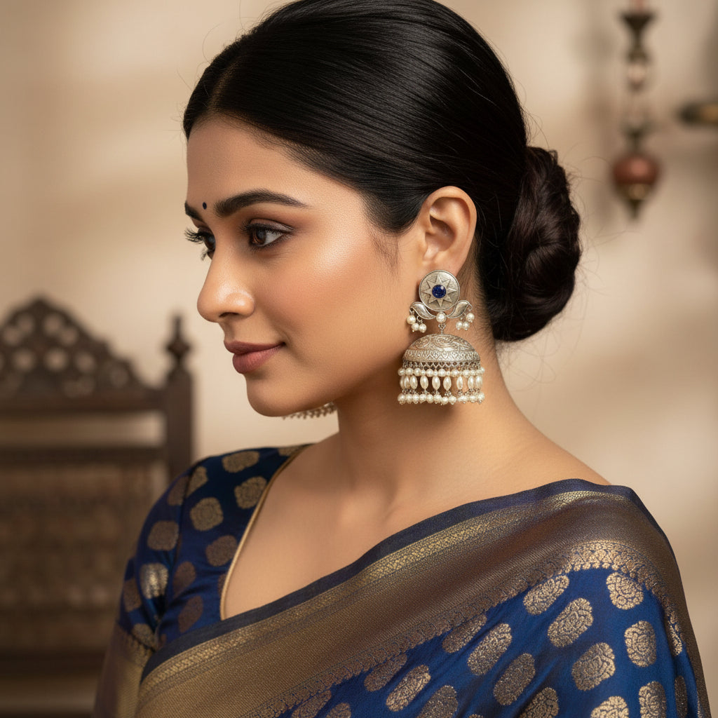 Blue Mukta Jhumkas
