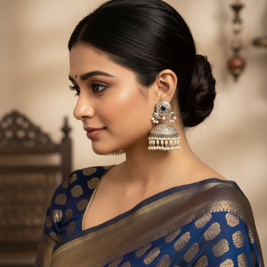 Blue Mukta Jhumkas