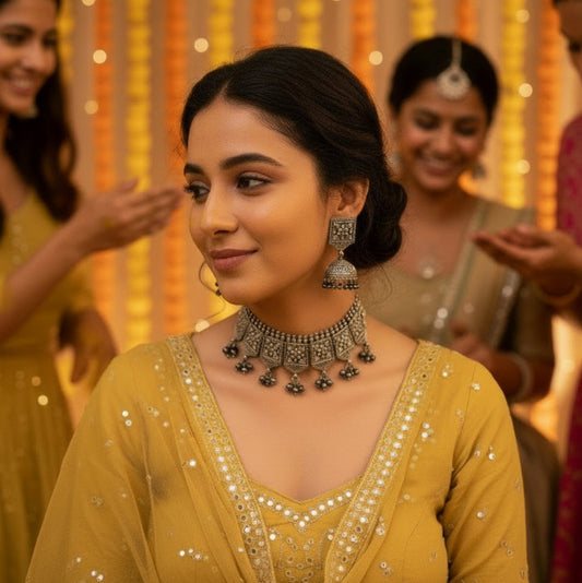 Oxidised Haldi Choker