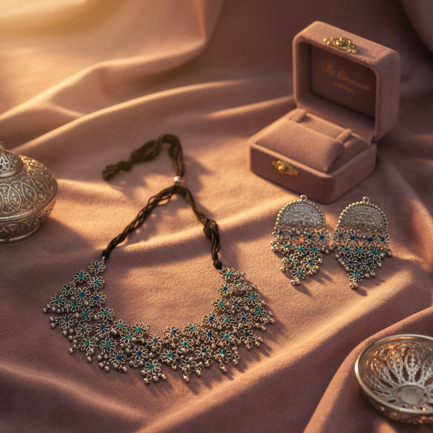 Neelara Floral Silver Set