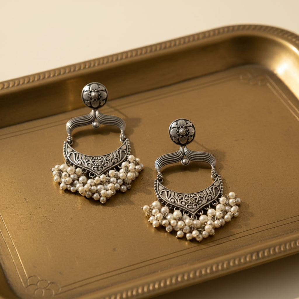 Pearl Arc Statement Earrings