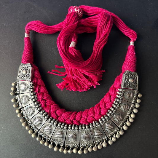 Pink Braided Statement Choker