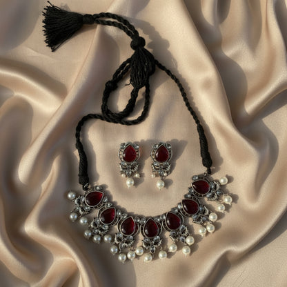 Jashn Ruby-Pearl Necklace Set